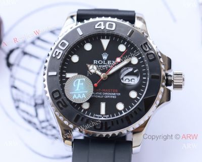 Swiss Quality Copy Rolex Yachtmaster 42MM Citizen Black Rubber Strap Watch